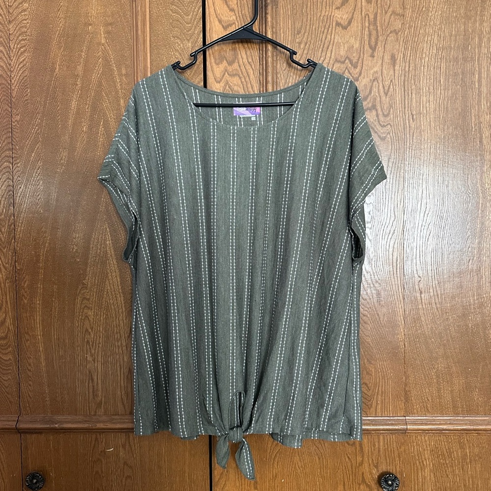 Triumph Green Striped Tie-Front Tee